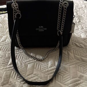 Coach Black Leather Chain Shoulder Bag